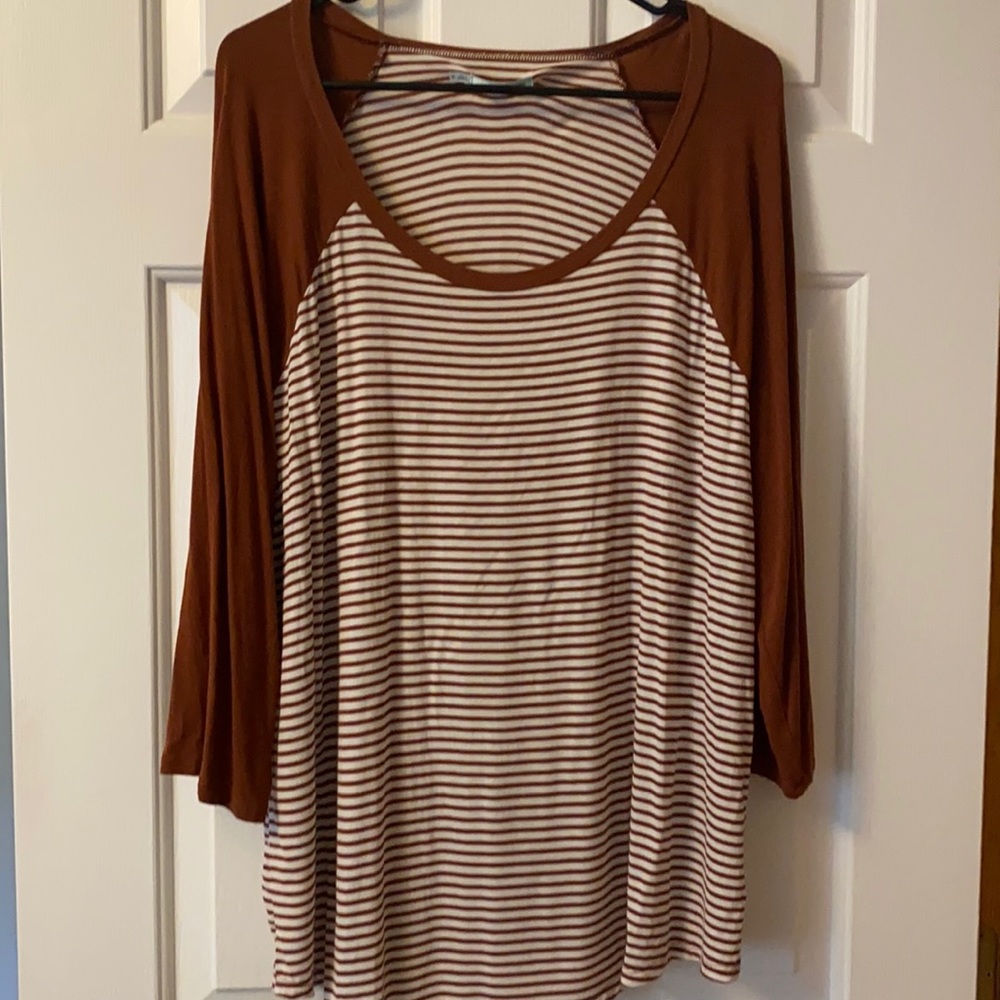 24/7 Baseball Tee Brown Stripes